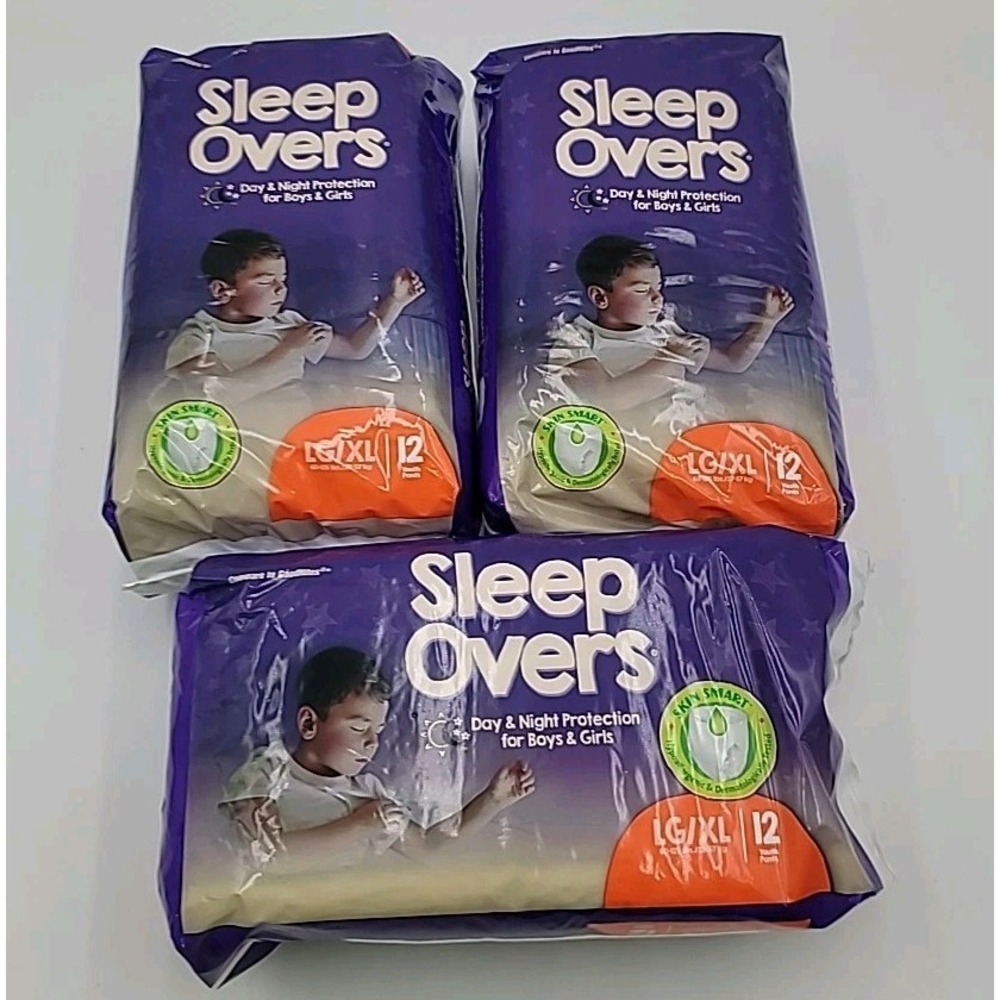 3 Packs Sleepovers Youth Absorbent Underwear L/XL 60-125lb 12/Pk‎  36 Total
